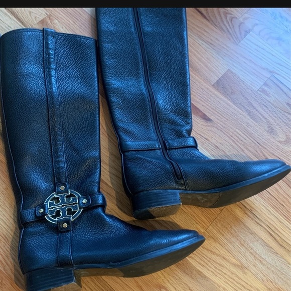 Tory Burch logo Riding Boots - Picture 2 of 11